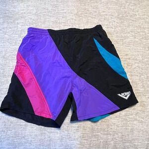 Vintage Pony Nylon Shorts Men's Size L Colorblock 80s 90s Retro Purple Pink Teal